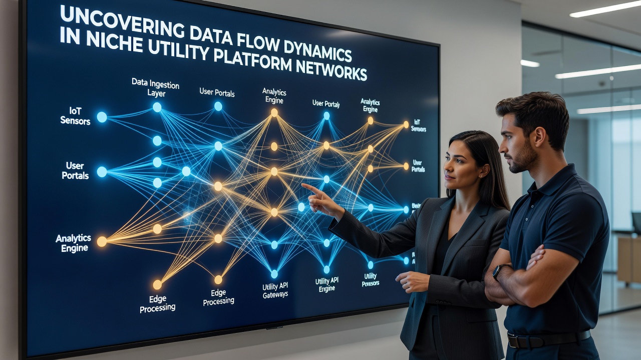 Detailed diagram showing layered data pathways in utility platform interconnections